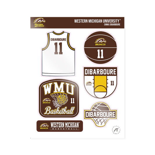 Western Michigan - NCAA Women's Basketball : Emma Dibarboure - Sticker Sheet-0