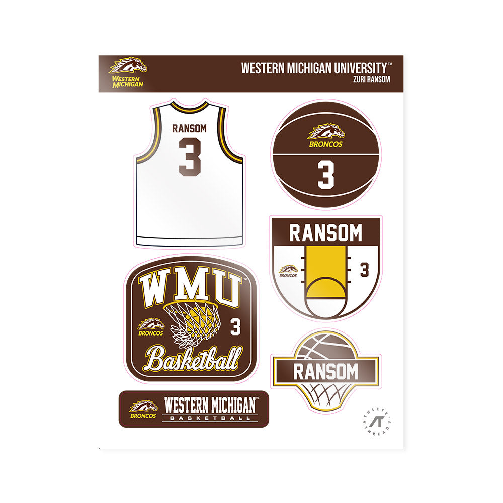 Western Michigan - NCAA Women's Basketball : Zuri Ransom - Sticker Sheet-0