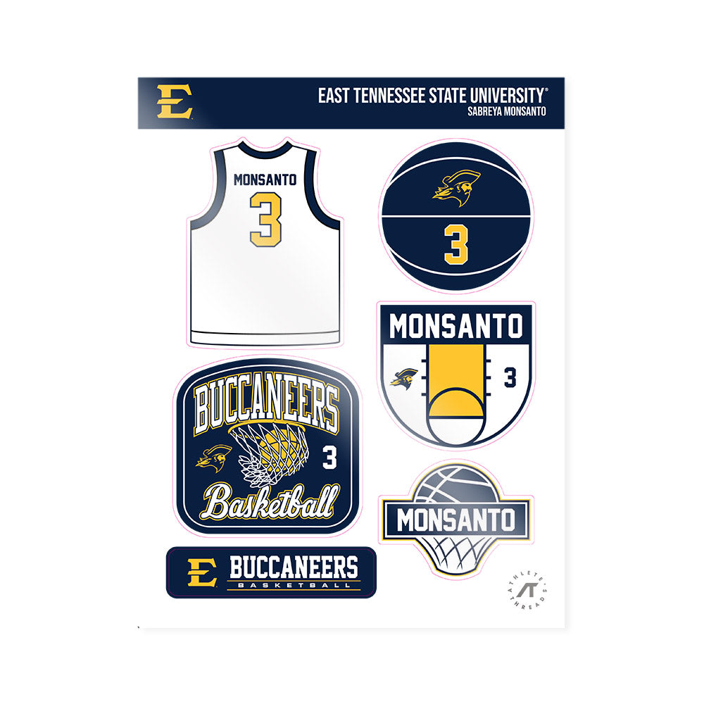 East Tennessee State - NCAA Women's Basketball : SaBreya Monsanto - Sticker Sheet-0