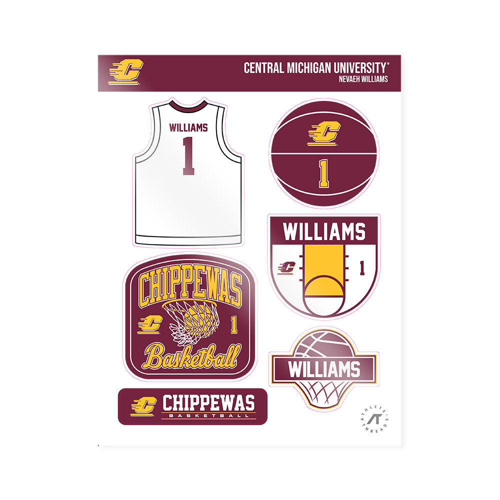 Central Michigan - NCAA Women's Basketball : Nevaeh Williams - Sticker Sheet-0