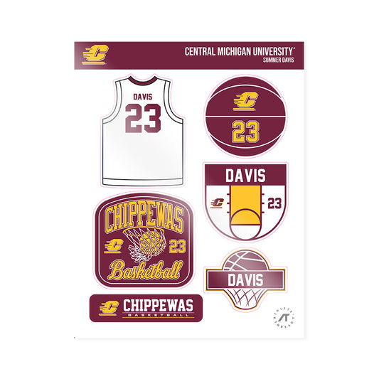 Central Michigan - NCAA Women's Basketball : Summer Davis - Sticker Sheet-0