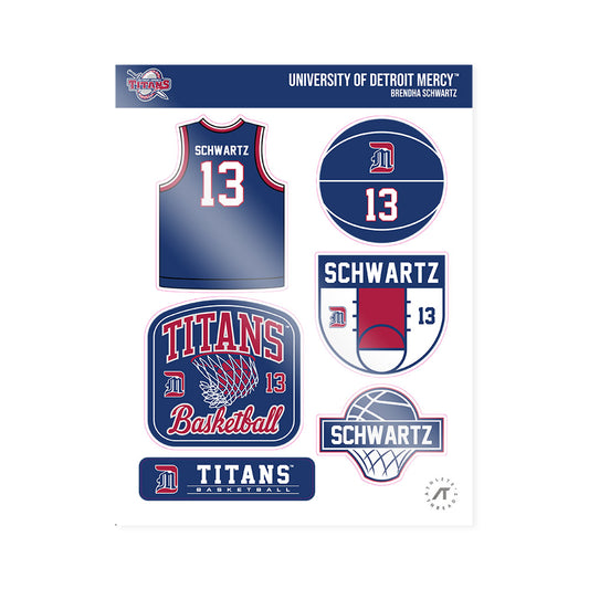 Detroit Mercy - NCAA Women's Basketball : Brendha Schwartz - Sticker Sheet-0