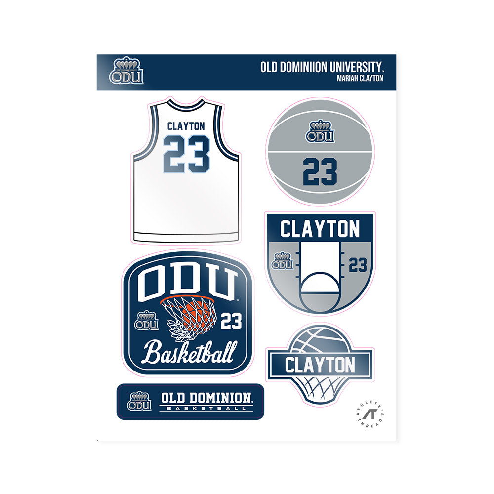 Old Dominion - NCAA Women's Basketball : Mariah Clayton - Sticker Sheet-0