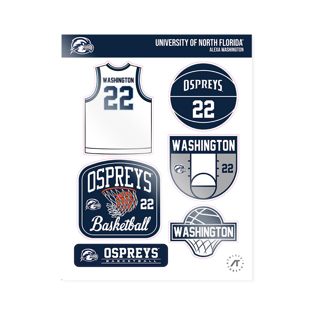 UNF - NCAA Women's Basketball : Alexa Washington - Sticker Sheet-0