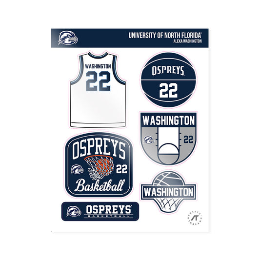UNF - NCAA Women's Basketball : Alexa Washington - Sticker Sheet-0