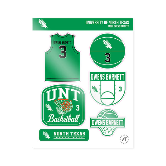 North Texas - NCAA Women's Basketball : Jazzy Owens Barnett - Sticker Sheet-0