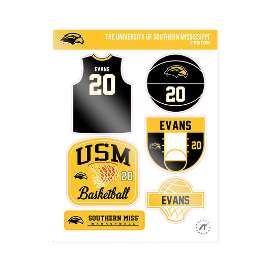 Southern Miss - NCAA Women's Basketball : Je'Mya Evans - Sticker Sheet-0