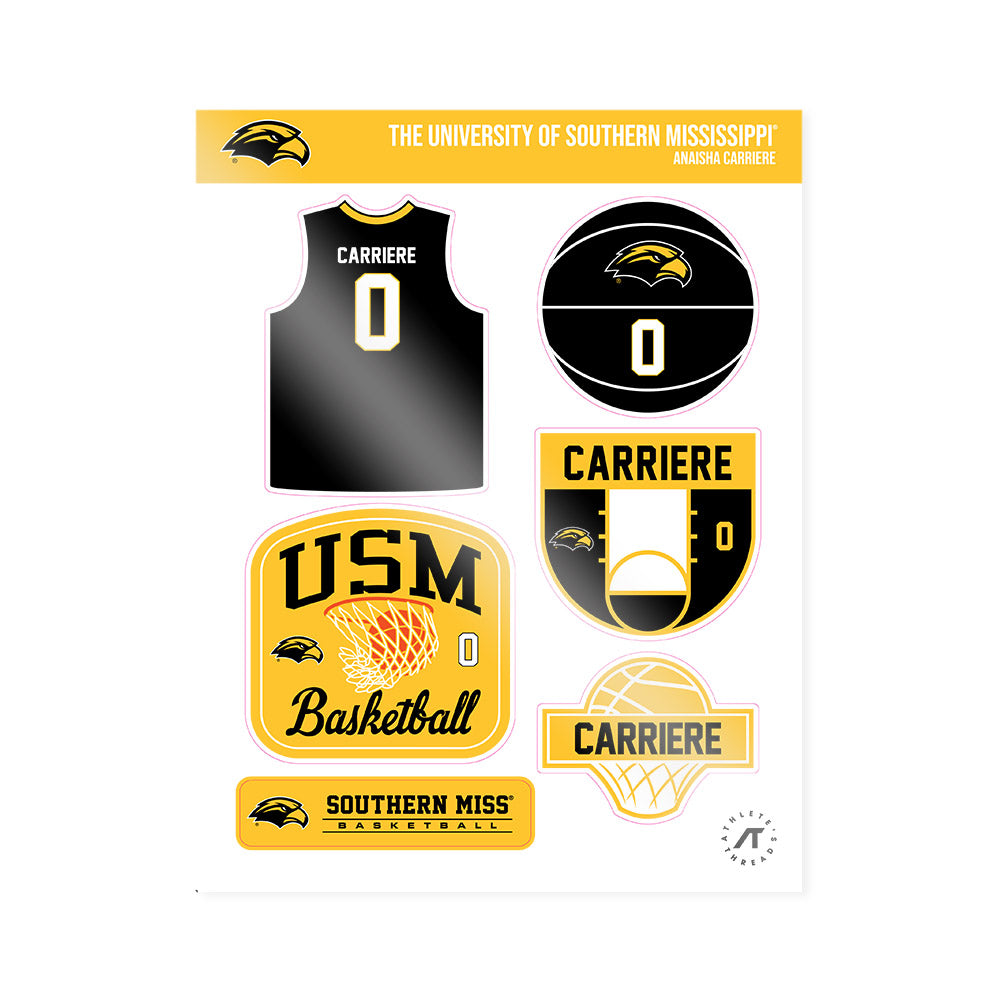 Southern Miss - NCAA Women's Basketball : Anaisha Carriere - Sticker Sheet-0