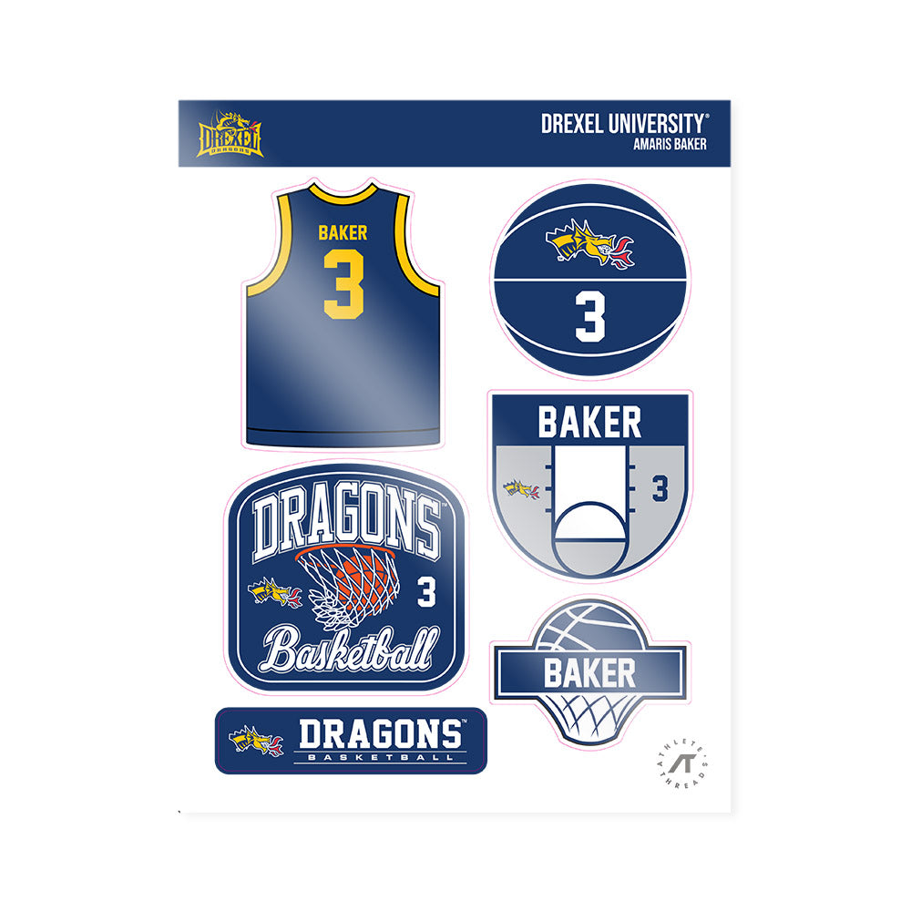 Drexel - NCAA Women's Basketball : Amaris Baker - Sticker Sheet-0