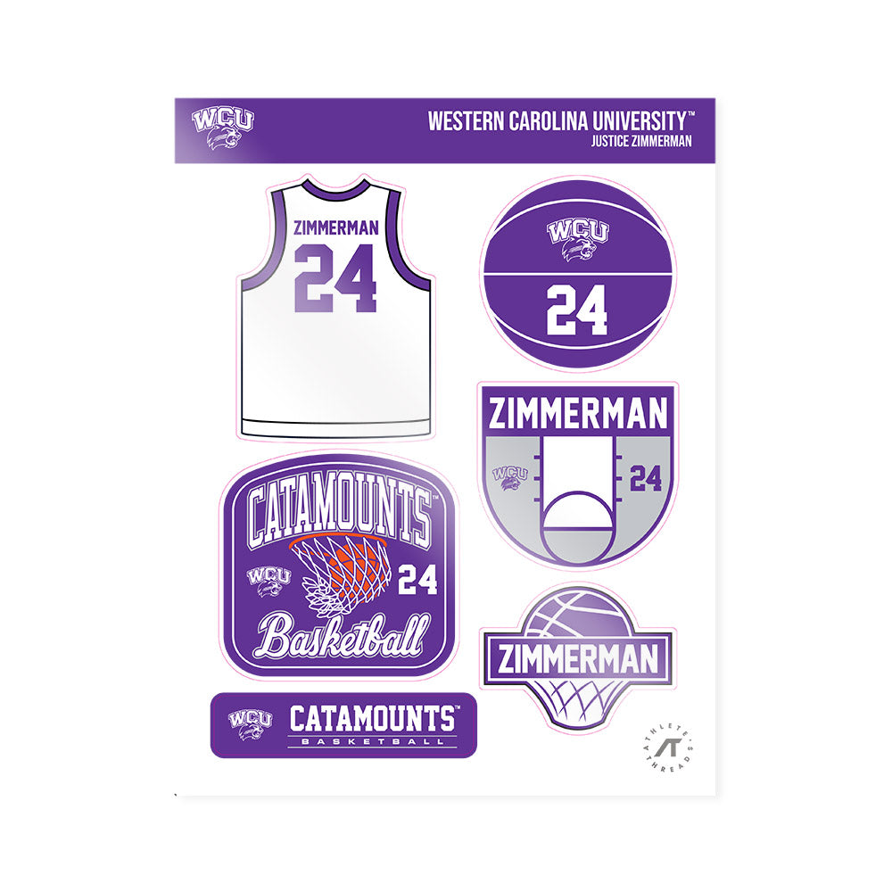 Western Carolina - NCAA Women's Basketball : Justice Zimmerman - Sticker Sheet-0