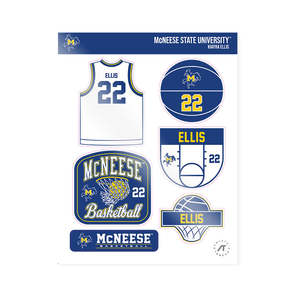 McNeese State - NCAA Women's Basketball : Kiayra Ellis - Sticker Sheet-0