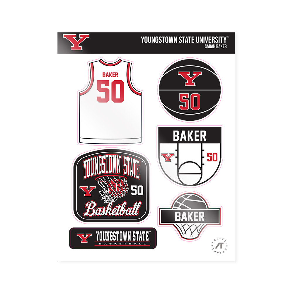 Youngstown State - NCAA Women's Basketball : Sarah Baker - Sticker Sheet-0