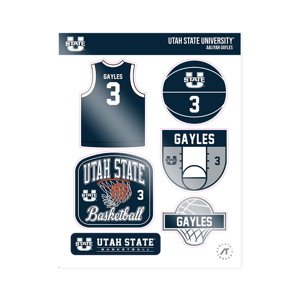 Utah State - NCAA Women's Basketball : Aaliyah Gayles - Sticker Sheet-0