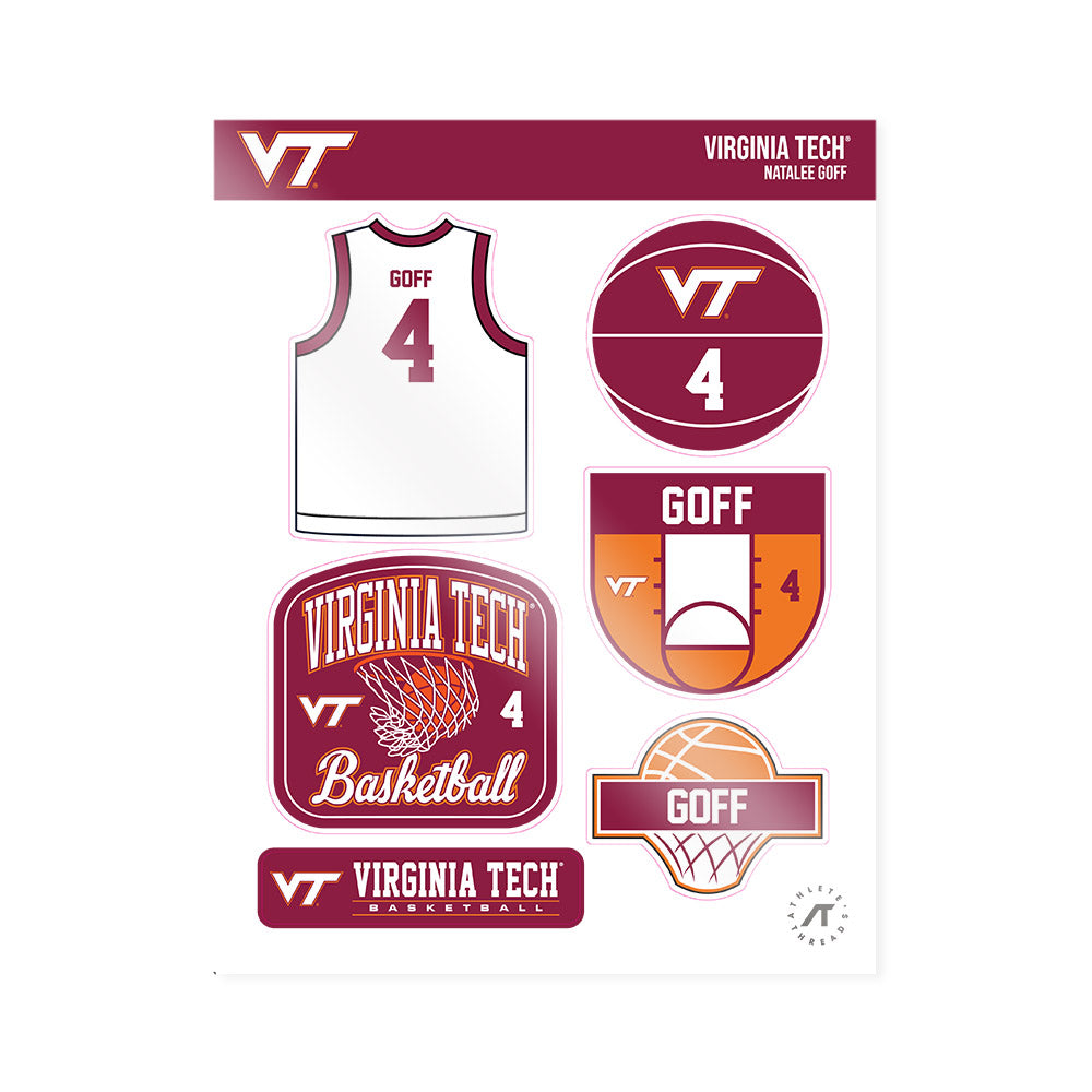 Virginia Tech - NCAA Women's Basketball : Natalee Goff - Sticker Sheet-0