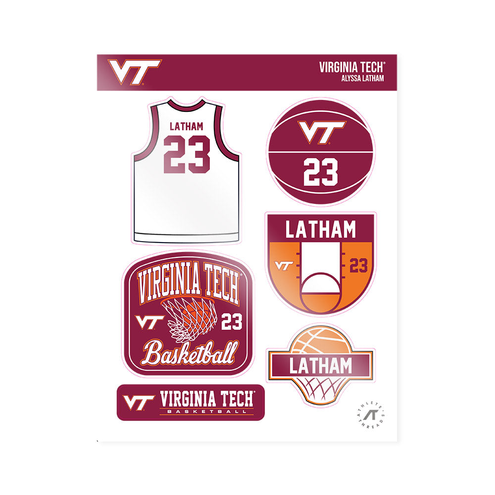 Virginia Tech - NCAA Women's Basketball : Alyssa Latham - Sticker Sheet-0