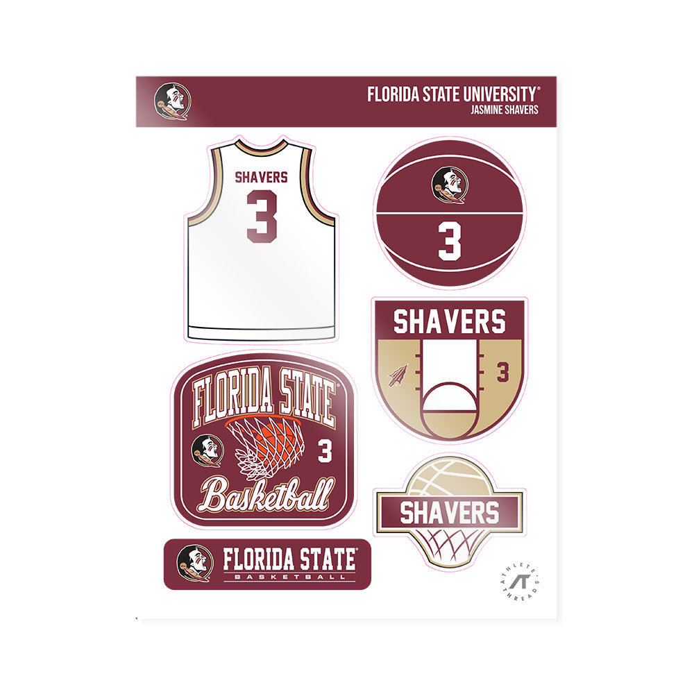 FSU - NCAA Women's Basketball : Jasmine Shavers - Sticker Sheet-0