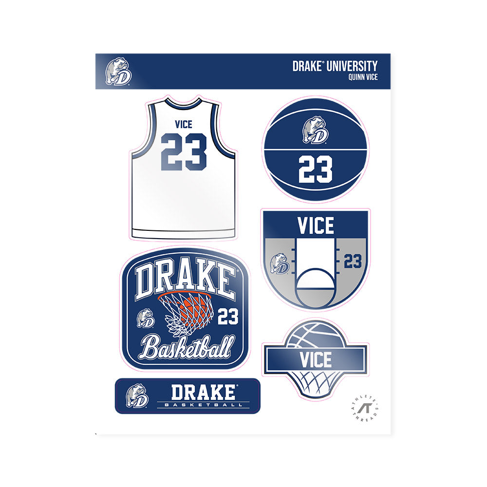 Drake - NCAA Women's Basketball : Quinn Vice - Sticker Sheet-0