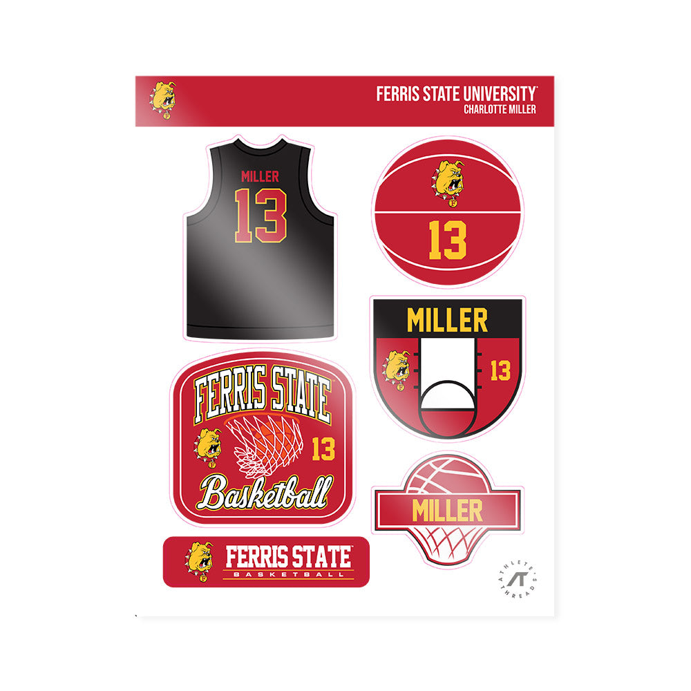 Ferris State - NCAA Women's Basketball : Charlotte Miller - Sticker Sheet-0
