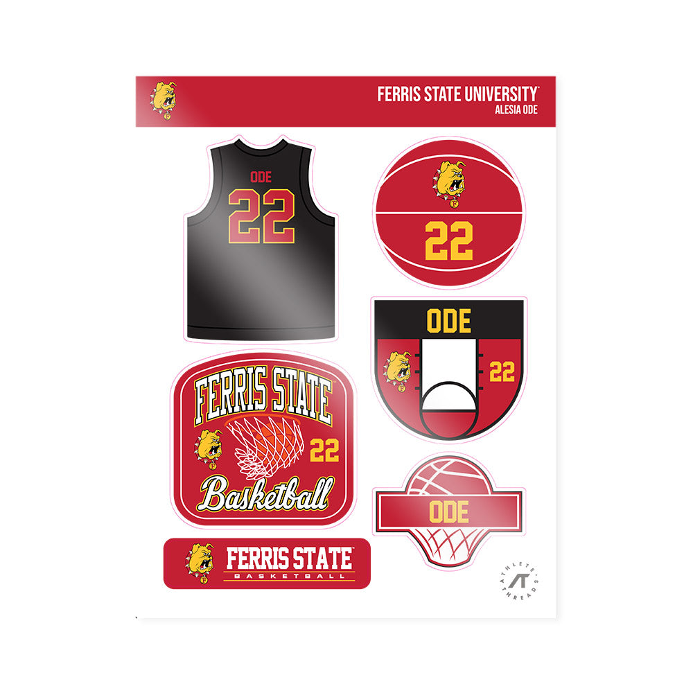 Ferris State - NCAA Women's Basketball : Alesia Ode - Sticker Sheet-0