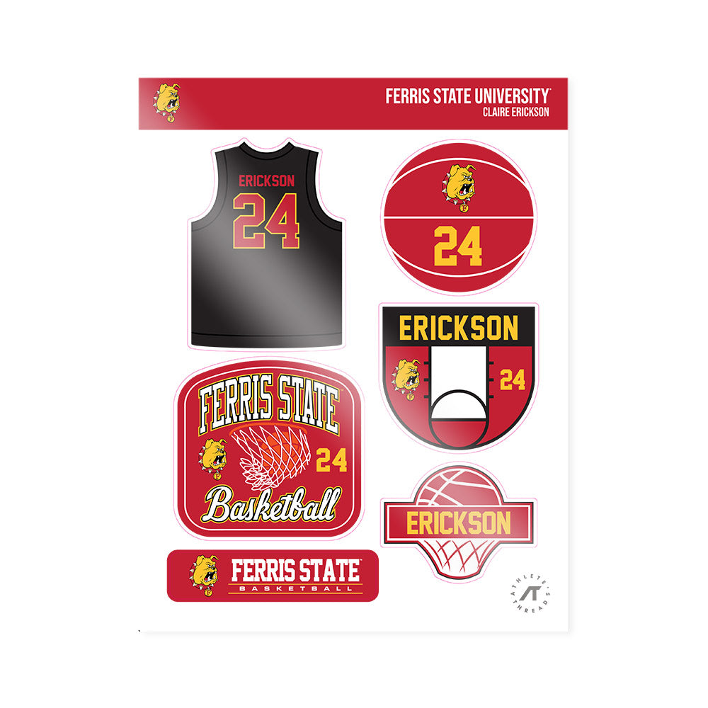 Ferris State - NCAA Women's Basketball : Claire Erickson - Sticker Sheet-0