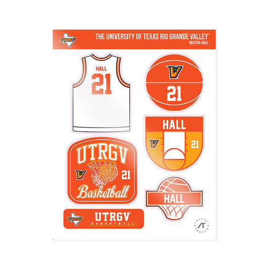 UTRGV - NCAA Women's Basketball : mataya hall - Sticker Sheet-0