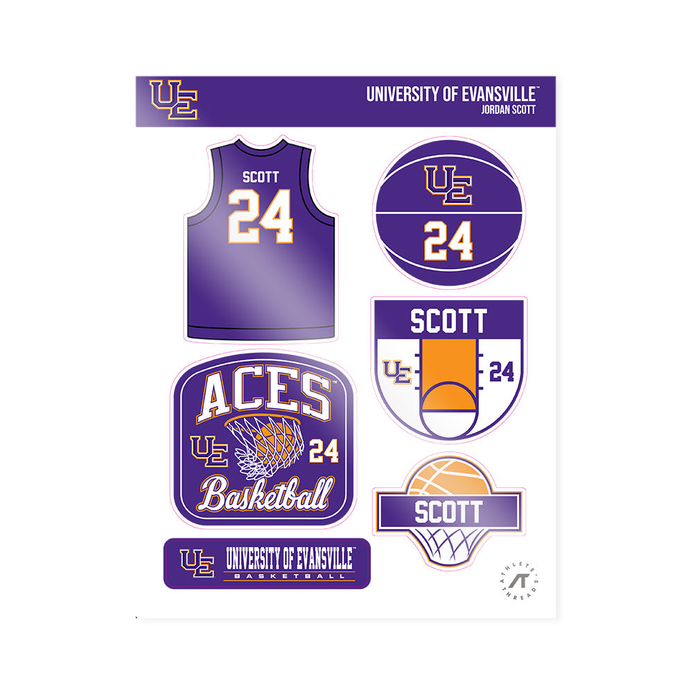 Evansville - NCAA Women's Basketball : Jordan Scott - Sticker Sheet-0
