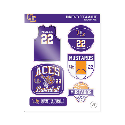 Evansville - NCAA Women's Basketball : Mireia Mustaros - Sticker Sheet-0