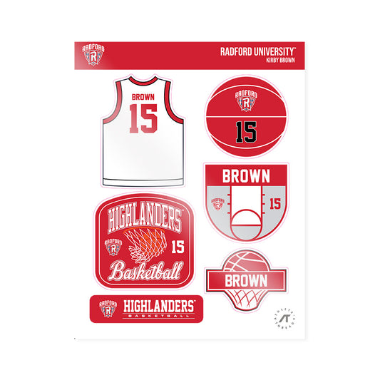 Radford - NCAA Women's Basketball : Kirby Brown - Sticker Sheet-0