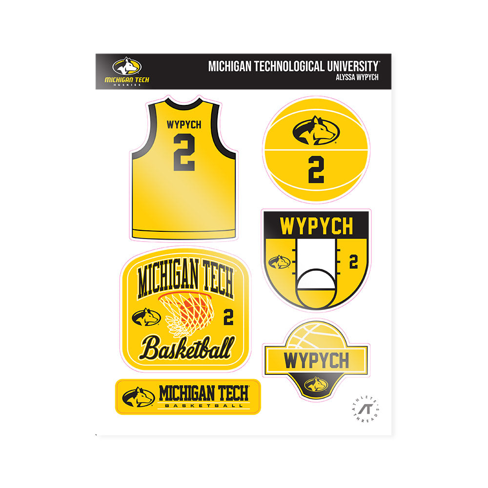 Michigan Tech - NCAA Women's Basketball : Alyssa Wypych - Sticker Sheet-0