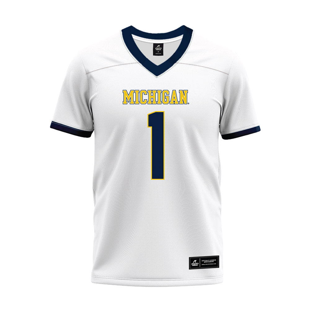 Michigan - NCAA Football : Rod Moore - White Premium Football Jersey-0