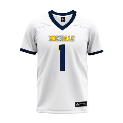 Michigan - NCAA Football : Rod Moore - White Premium Football Jersey-0