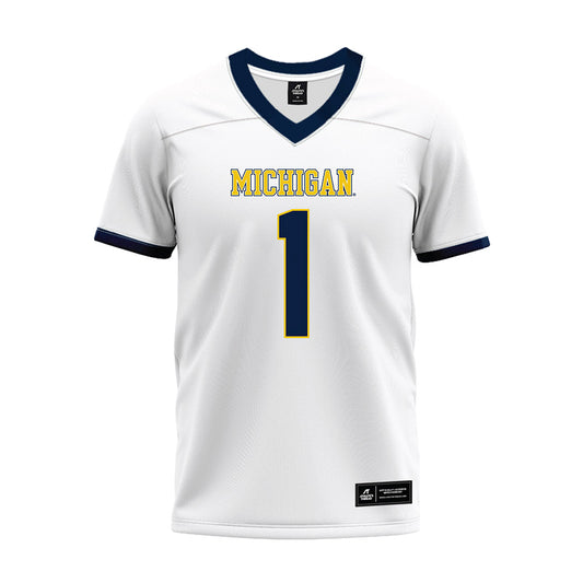Michigan - NCAA Football : Rod Moore - White Premium Football Jersey-0