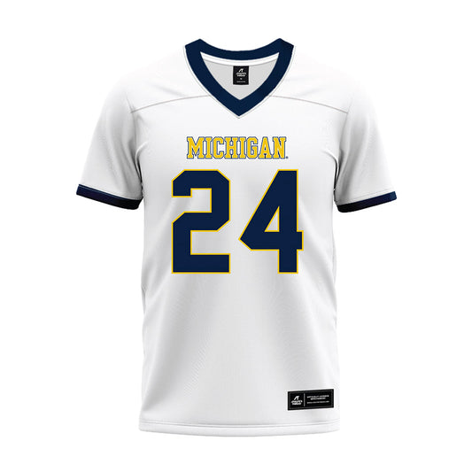 Michigan - NCAA Football : Bryson Kuzdzal - White Premium Football Jersey-0