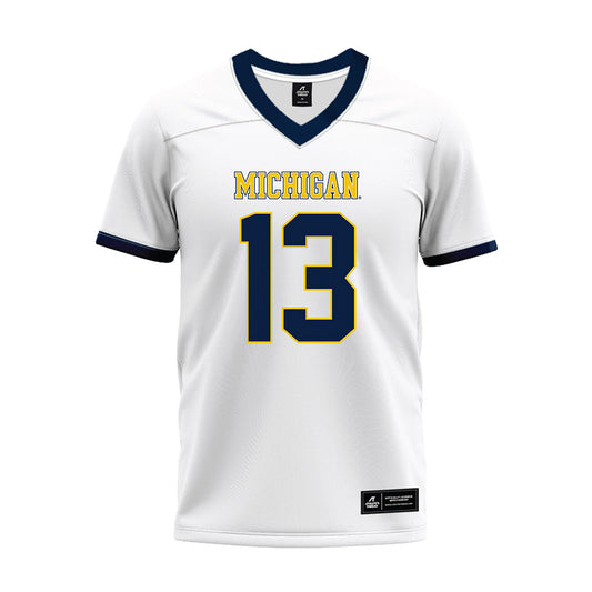 Michigan - NCAA Football : Travis Johnson - White Premium Football Jersey-0