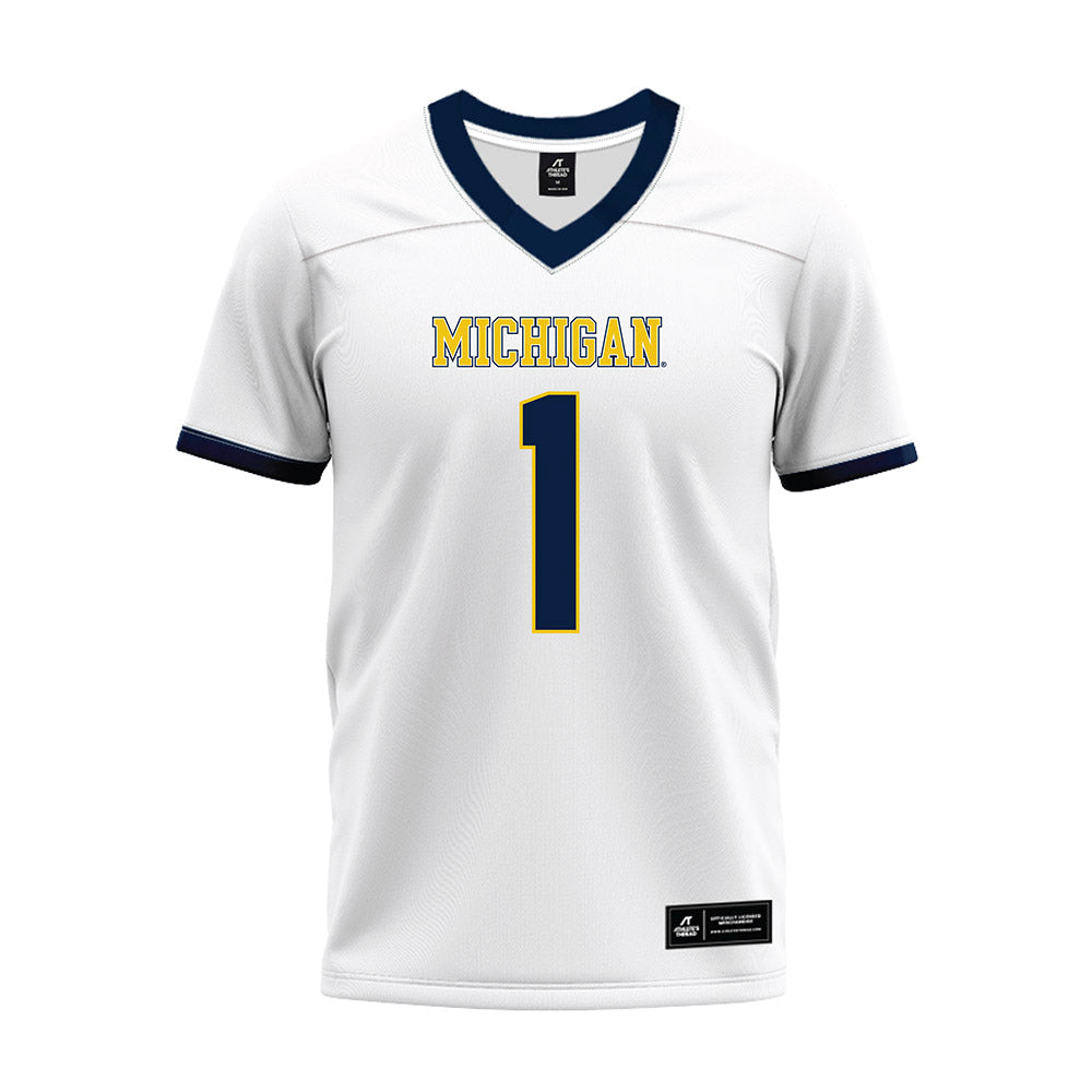 Michigan - NCAA Football : Rod Moore - White Premium Football Jersey-0