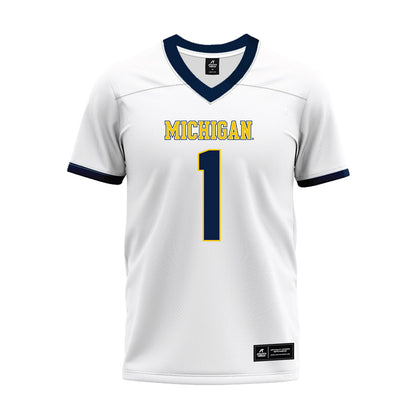 Michigan - NCAA Football : Rod Moore - White Premium Football Jersey-0