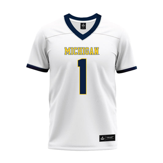 Michigan - NCAA Football : Rod Moore - White Premium Football Jersey-0
