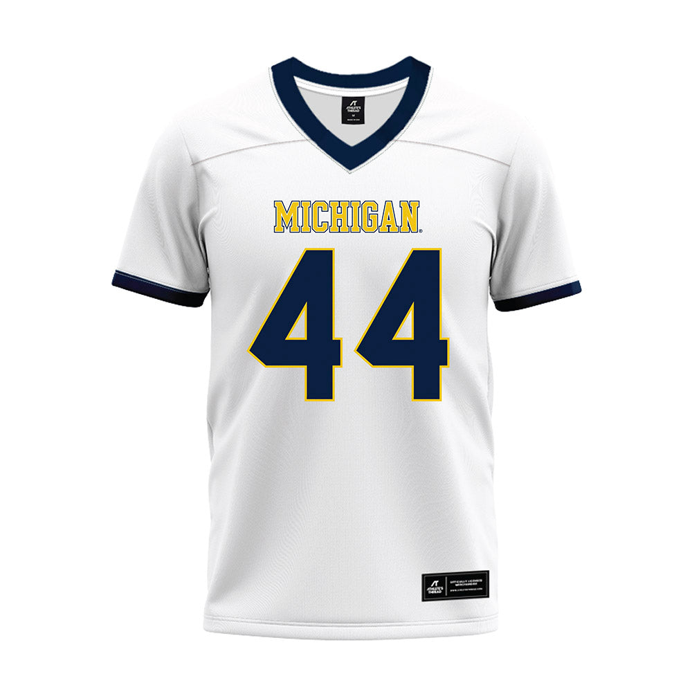 Michigan - NCAA Football : Eli Owens - White Premium Football Jersey-0