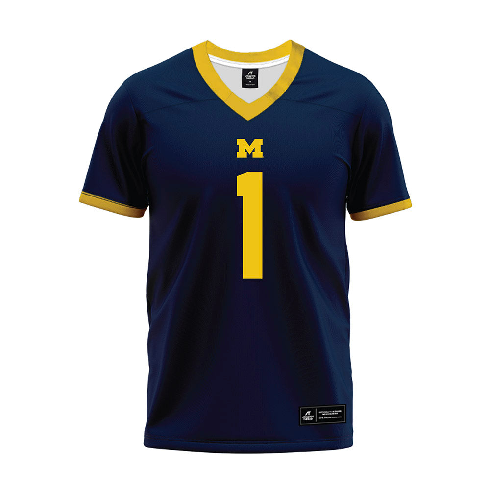 Michigan - NCAA Football : Rod Moore - Blue Premium Football Jersey-0
