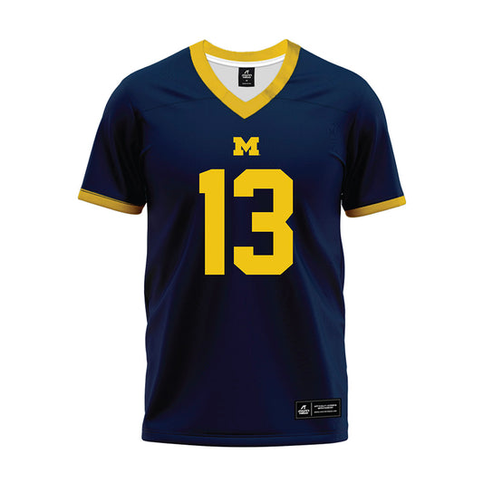 Michigan - NCAA Football : Travis Johnson - Blue Premium Football Jersey-0