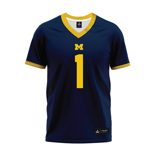 Michigan - NCAA Football : Rod Moore - Blue Premium Football Jersey-0