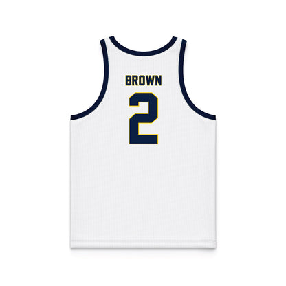 Michigan - NCAA Women's Basketball : Macy Brown - White Basketball Jersey-1