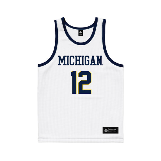 Michigan - NCAA Men's Basketball : Charlie May - White Basketball Jersey-0