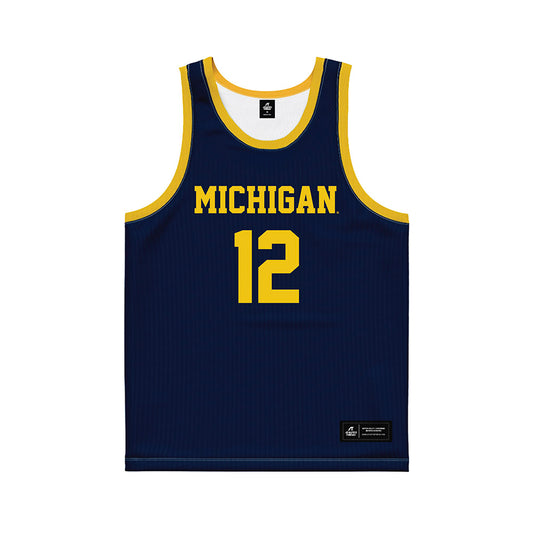Michigan - NCAA Men's Basketball : Charlie May - Blue Basketball Jersey-0