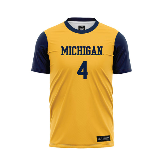 Michigan - NCAA Men's Soccer : Nolan Miller - Maize Soccer Jersey-0