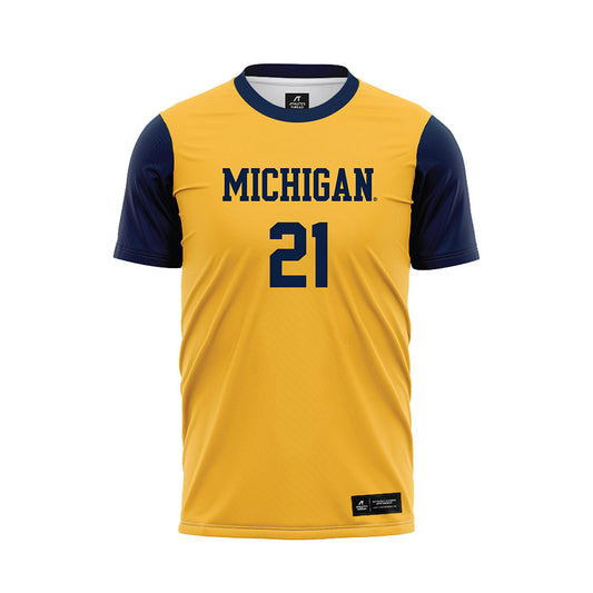 Michigan - NCAA Men's Soccer : Bode Saul - Maize Soccer Jersey-0