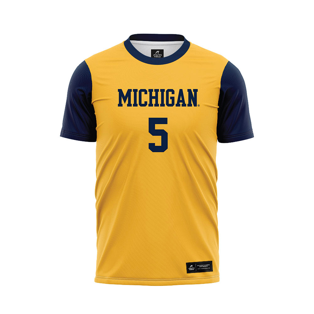 Michigan - NCAA Men's Soccer : Jens Hoff - Maize Soccer Jersey-0