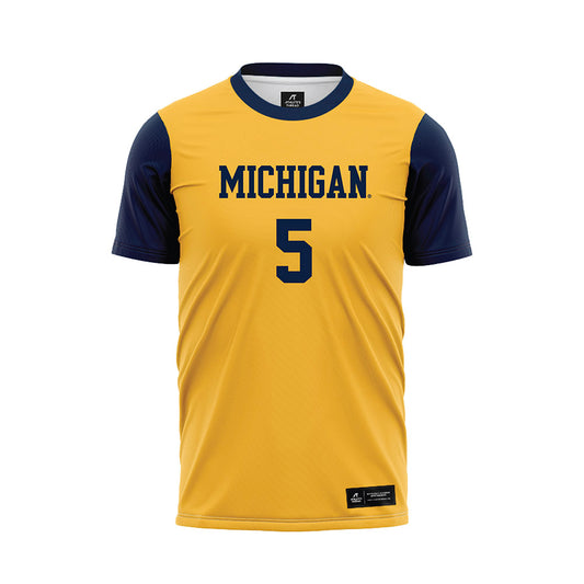 Michigan - NCAA Men's Soccer : Jens Hoff - Maize Soccer Jersey-0