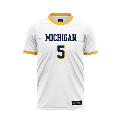 Michigan - NCAA Men's Soccer : Jens Hoff - White Soccer Jersey-0