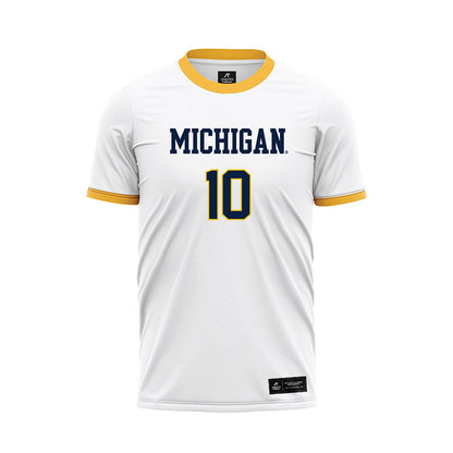 Michigan - NCAA Men's Soccer : Duilio Herrera - White Soccer Jersey-0